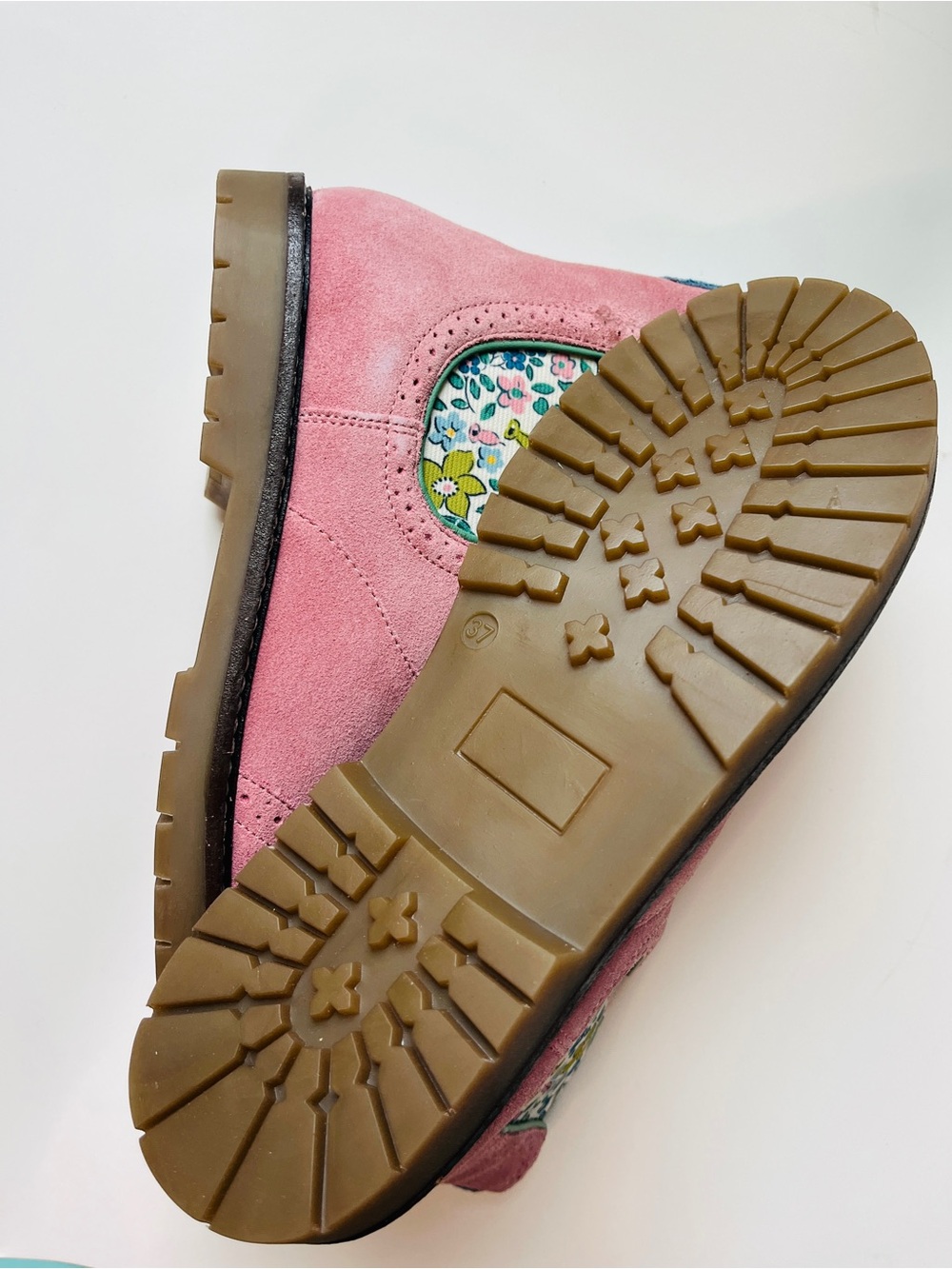 Boden Pink Suede Chelsea Boot with Floral Side Panel - Picture 6 of 6